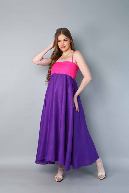 Twirl & Toast Dress ColorBlock -Pink and Purple