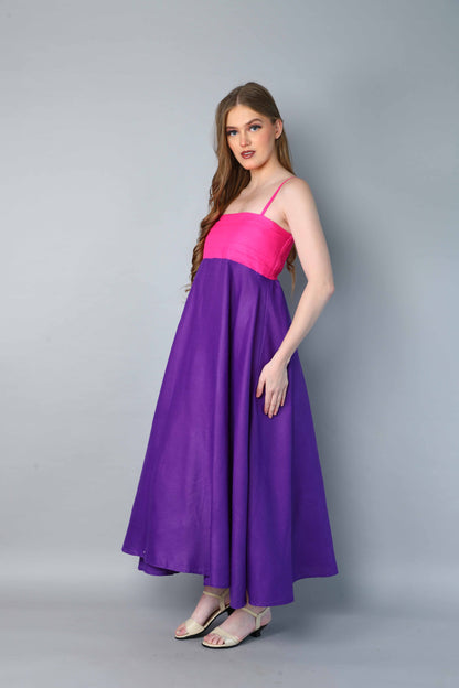Twirl & Toast Dress ColorBlock -Pink and Purple