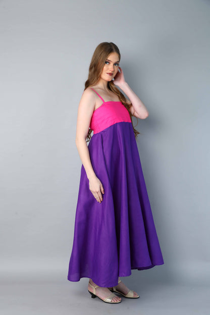 Twirl & Toast Dress ColorBlock -Pink and Purple