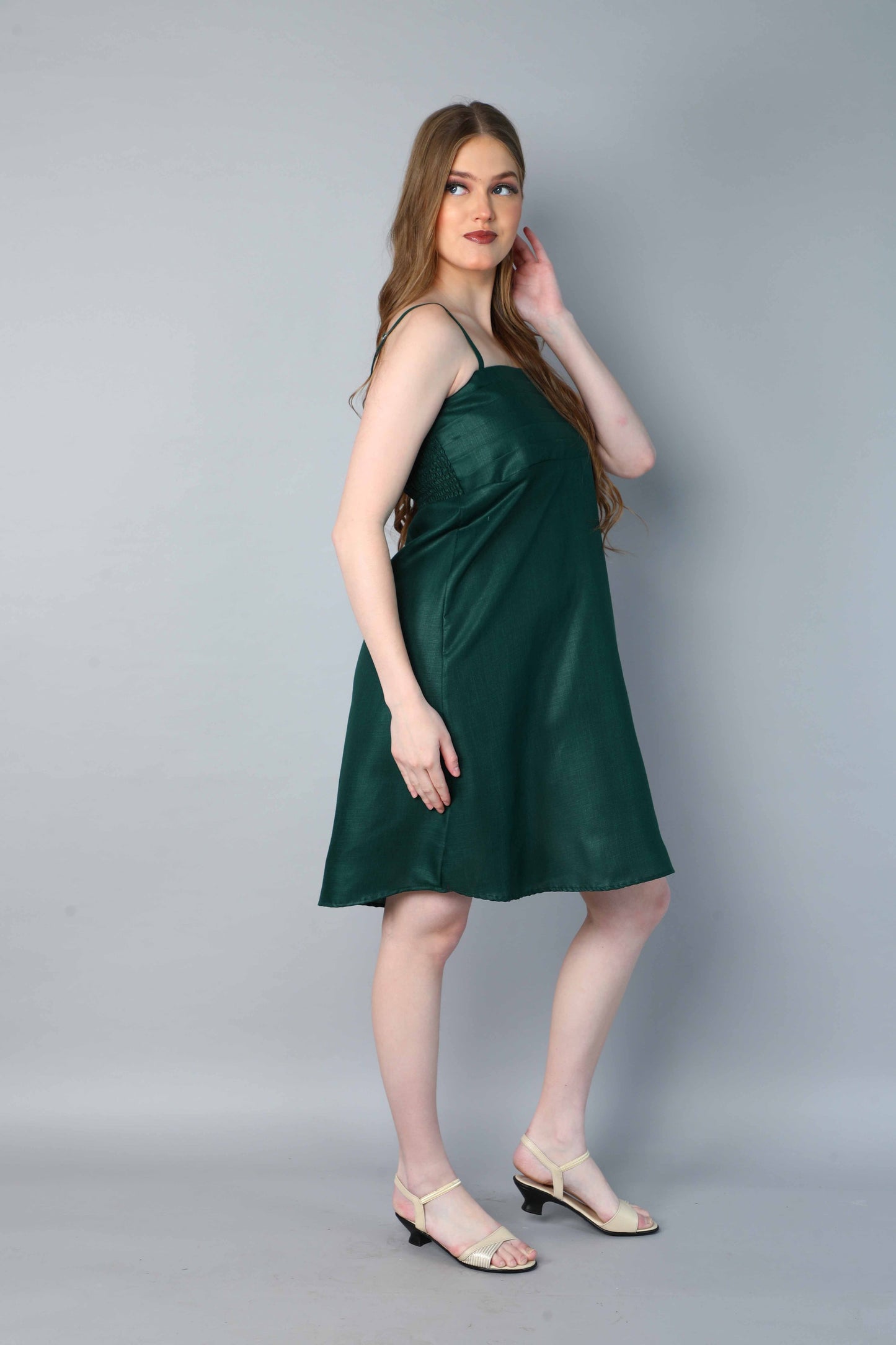 Spaghetti Strap Dress-Green