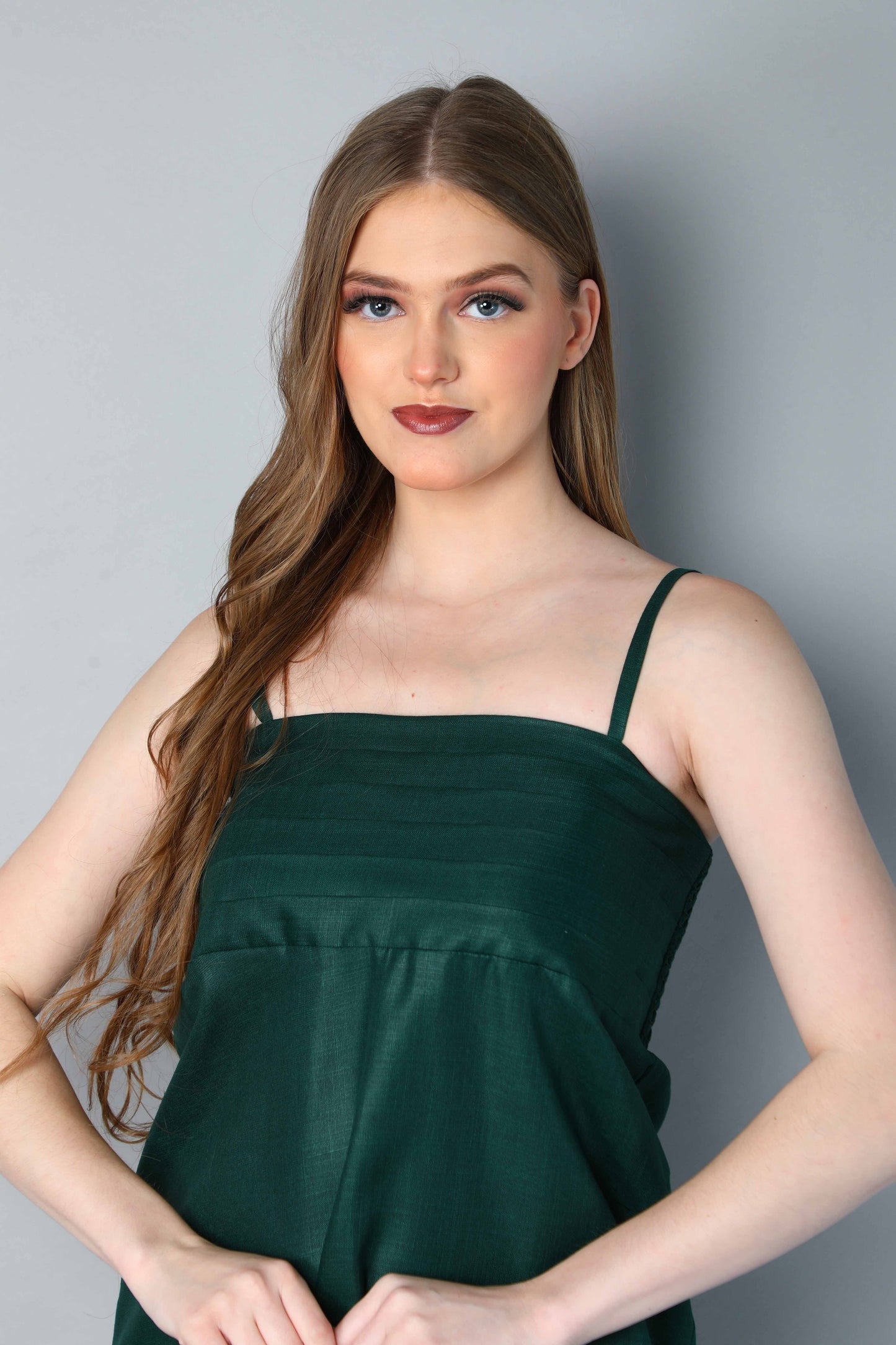 Spaghetti Strap Dress-Green
