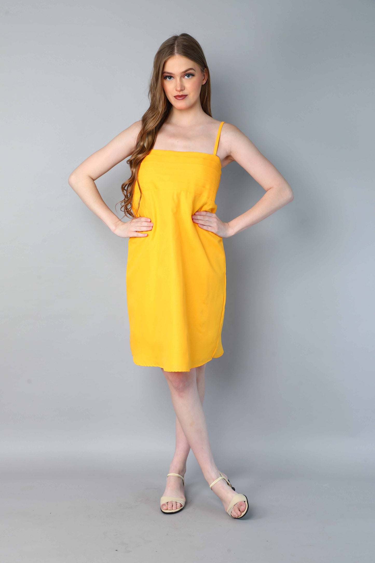 Spaghetti Strap Dress-Yellow