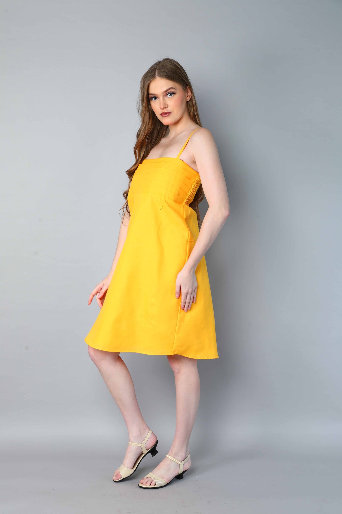 Spaghetti Strap Dress-Yellow