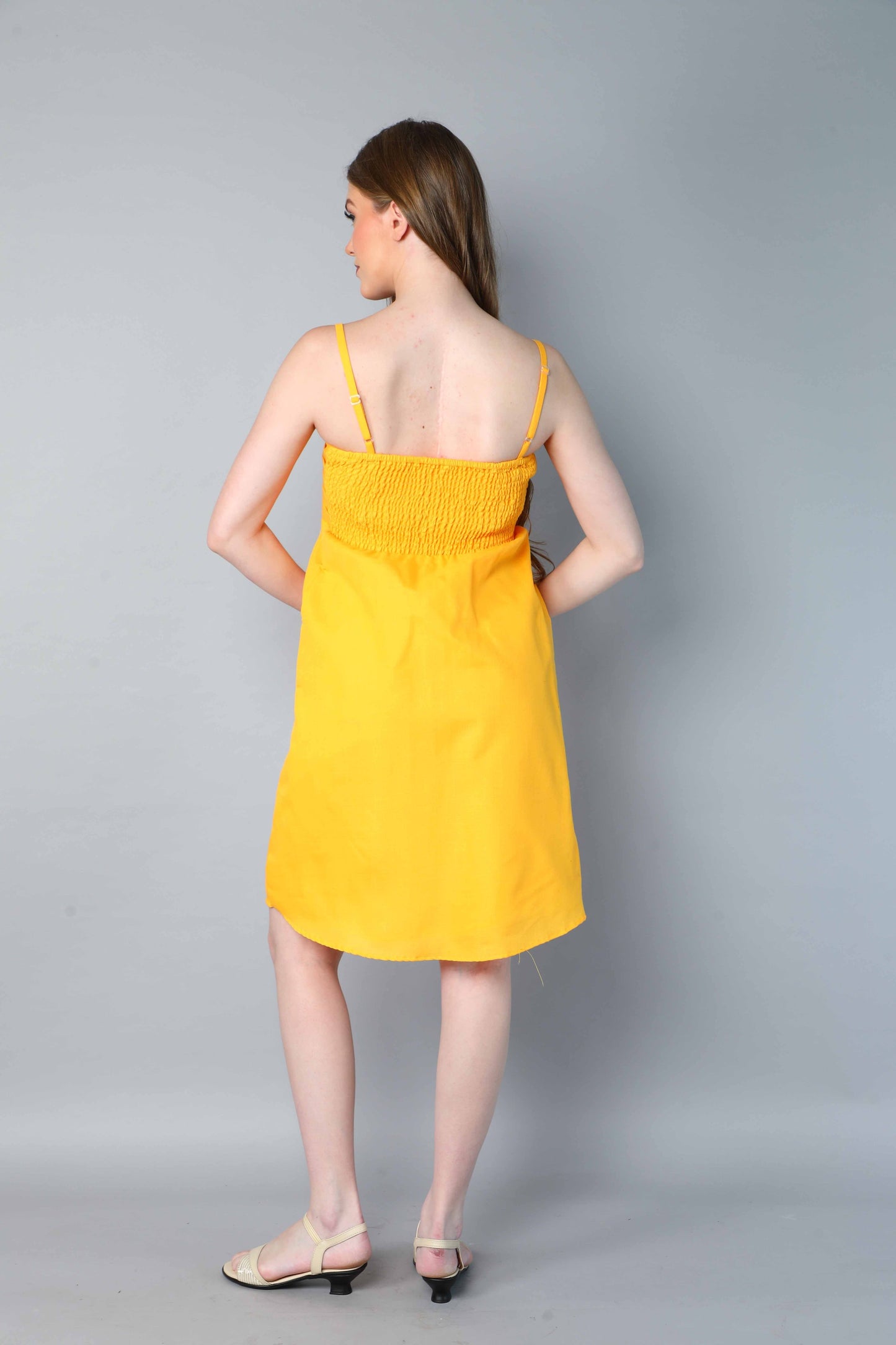 Spaghetti Strap Dress-Yellow