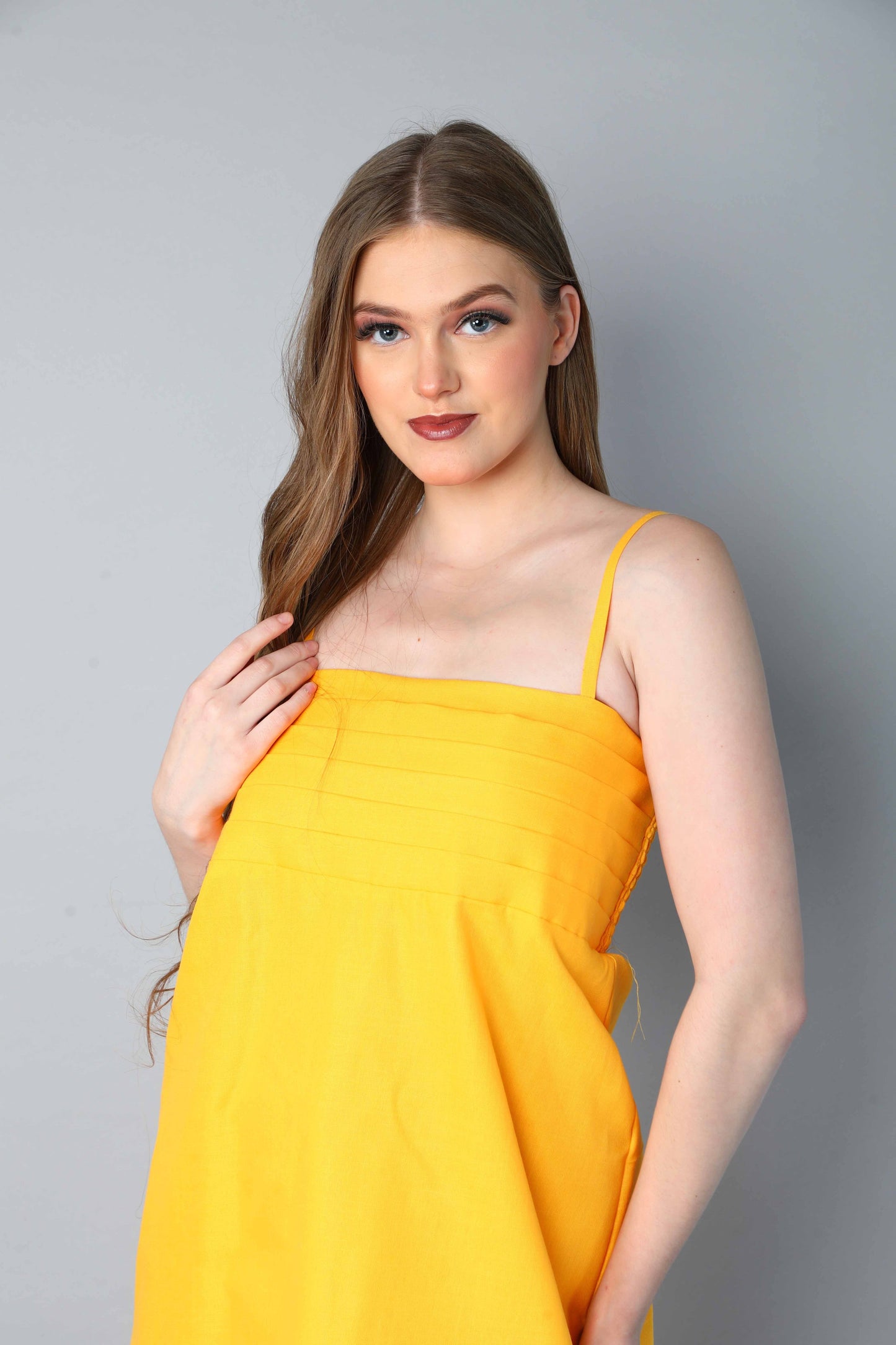 Spaghetti Strap Dress-Yellow
