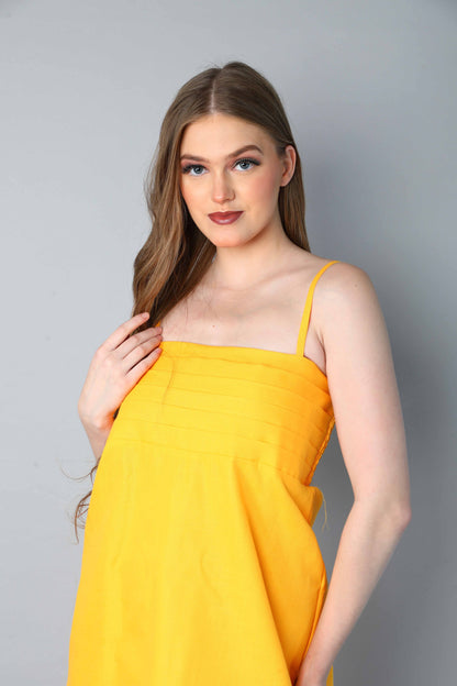 Spaghetti Strap Dress-Yellow