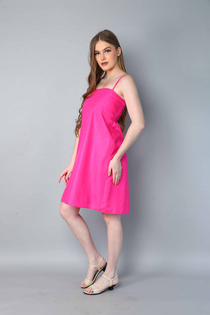 Spaghetti Strap Dress-Pink