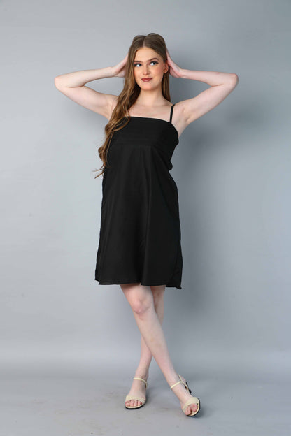 Spaghetti Strap Dress- Black