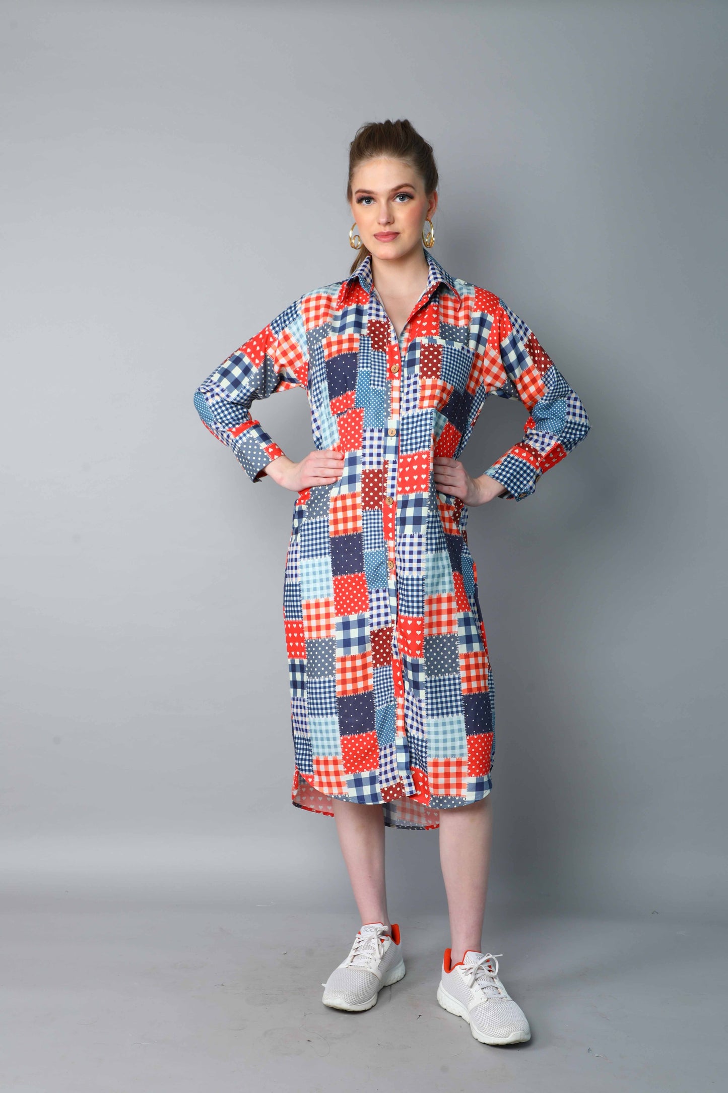 Patchwork Print Shirt Dress