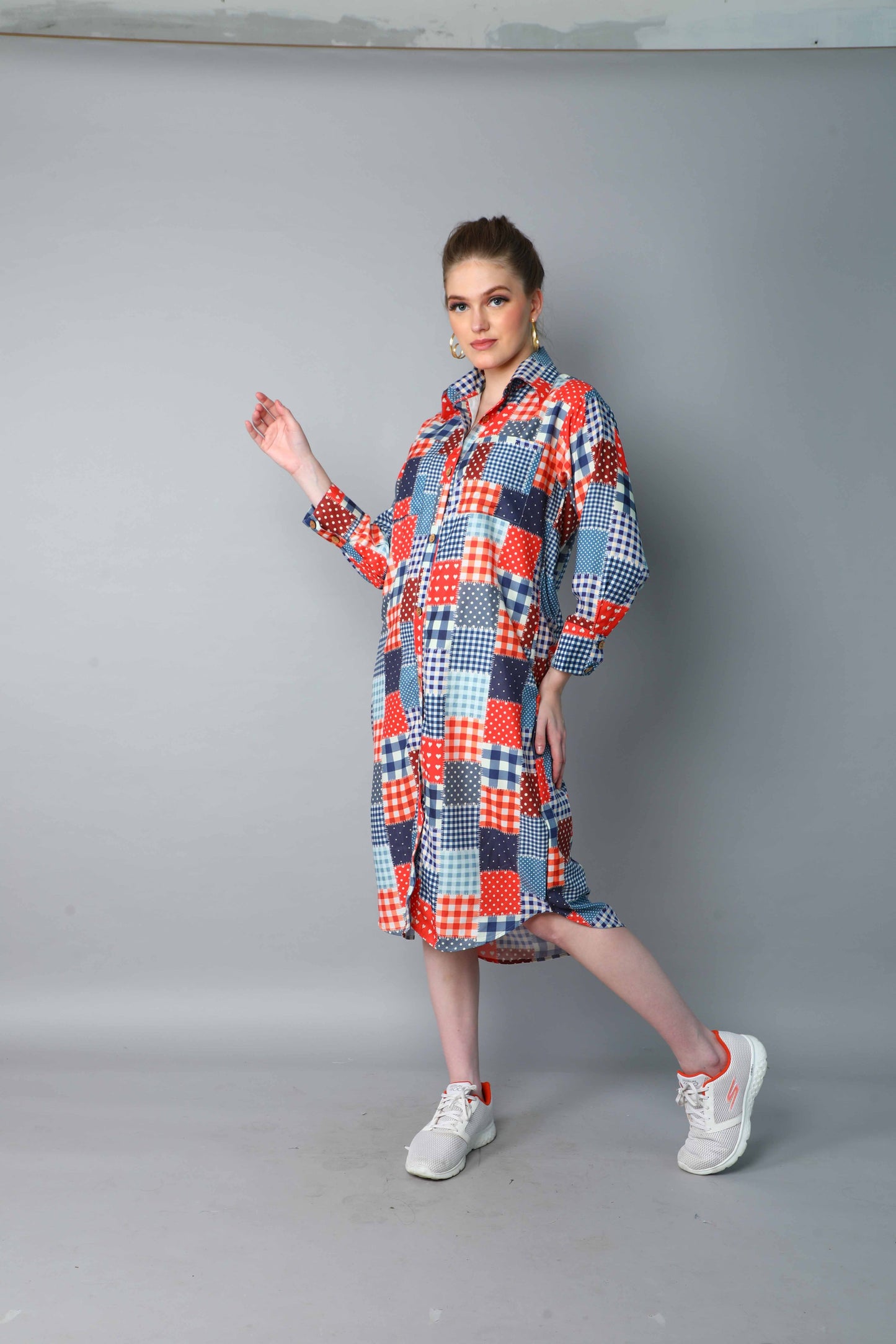 Patchwork Print Shirt Dress