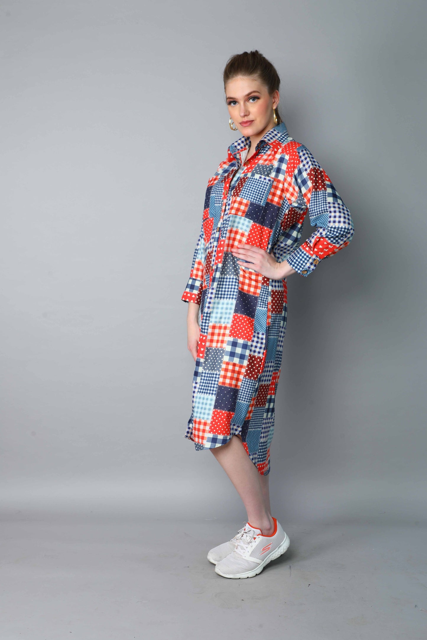 Patchwork Print Shirt Dress