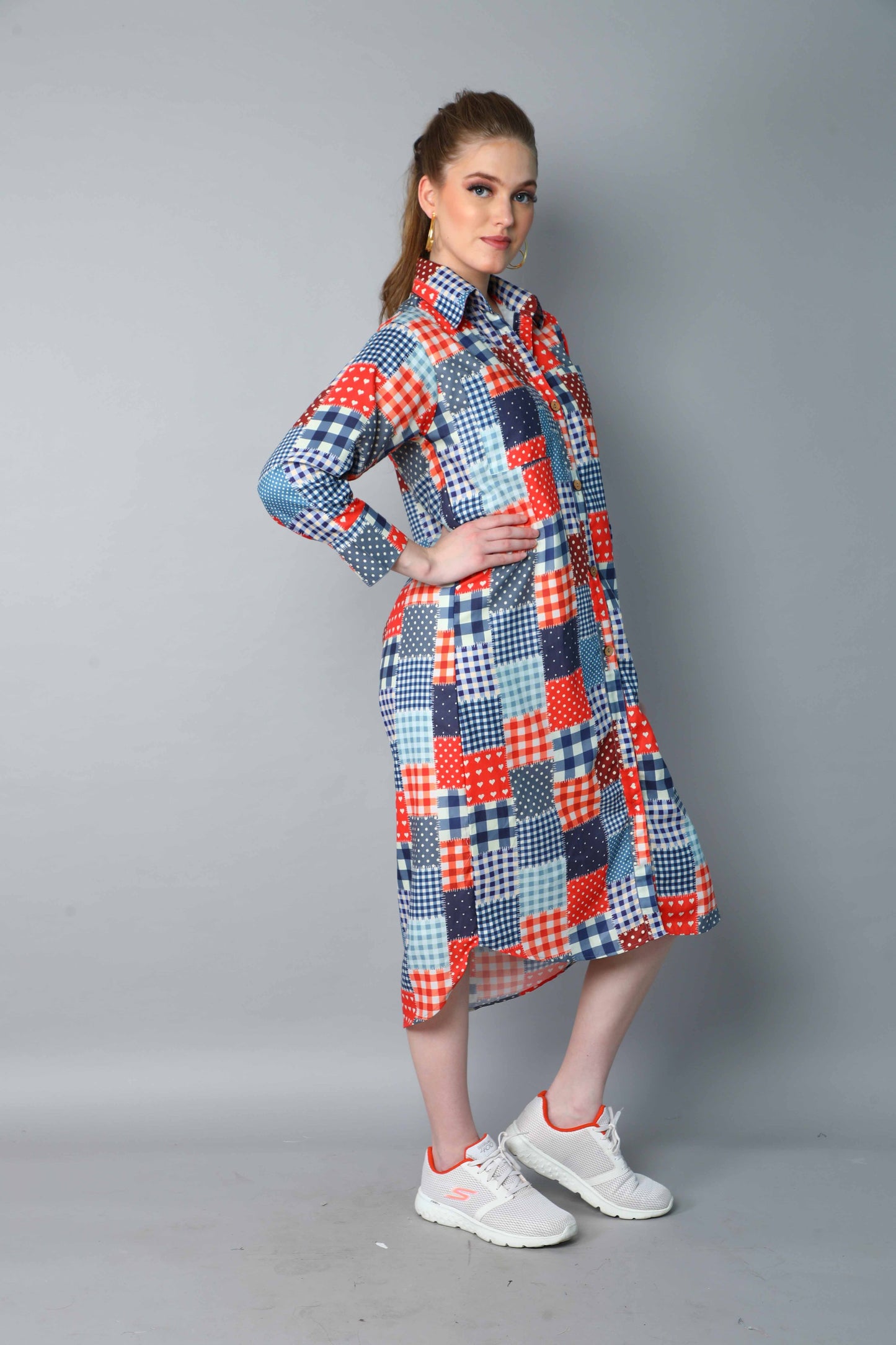 Patchwork Print Shirt Dress