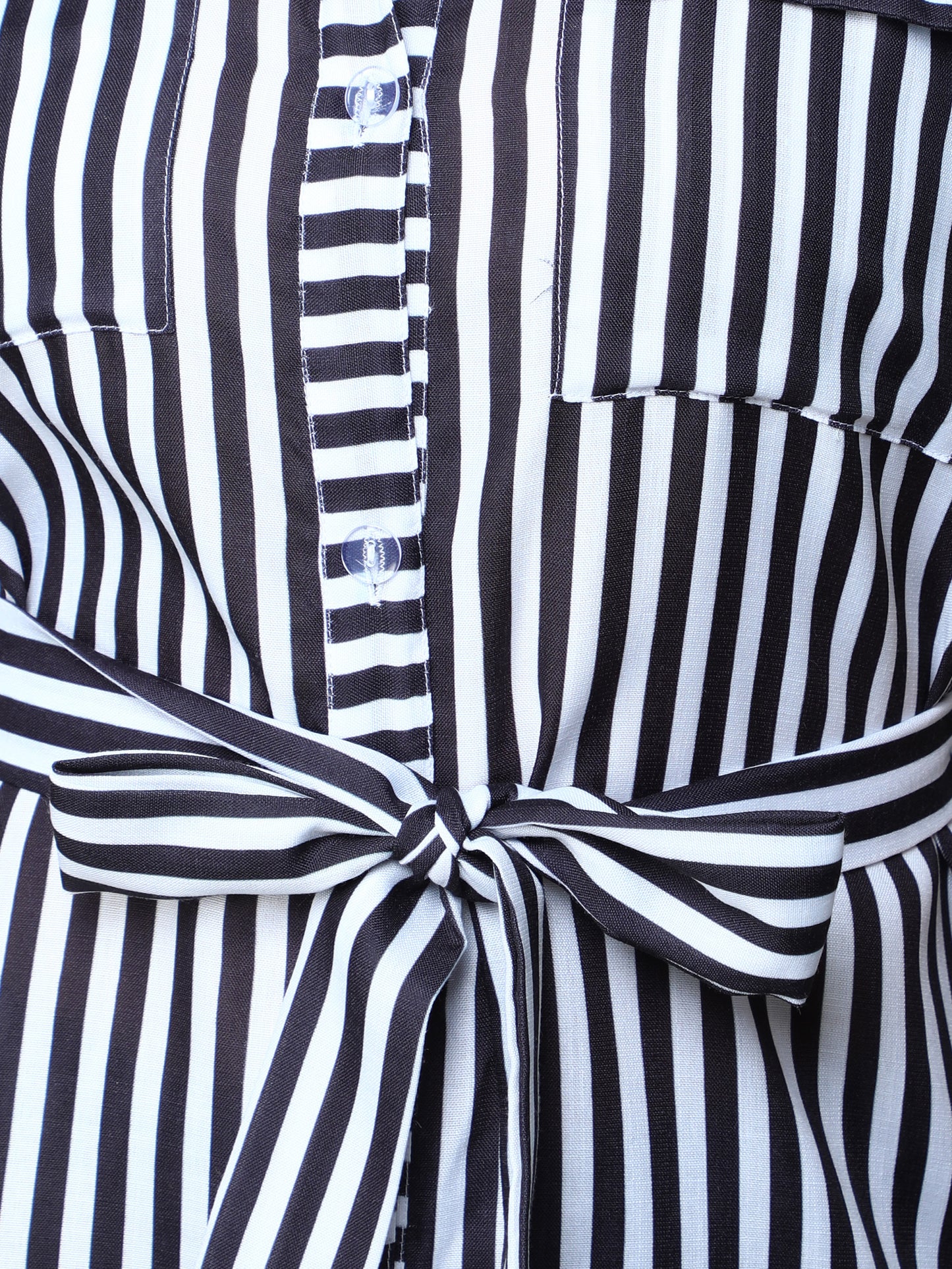 Sway In Stripes Shirt Dress -Black