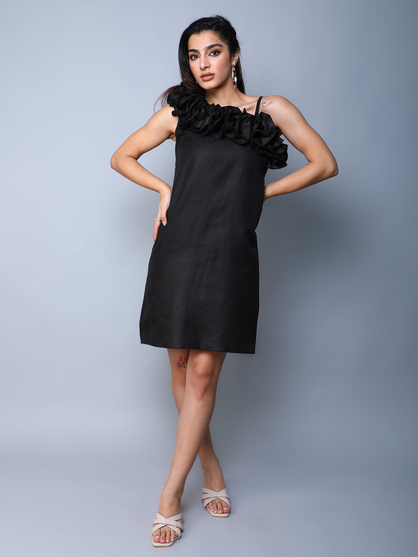 Ruffle Drama Dress -Black