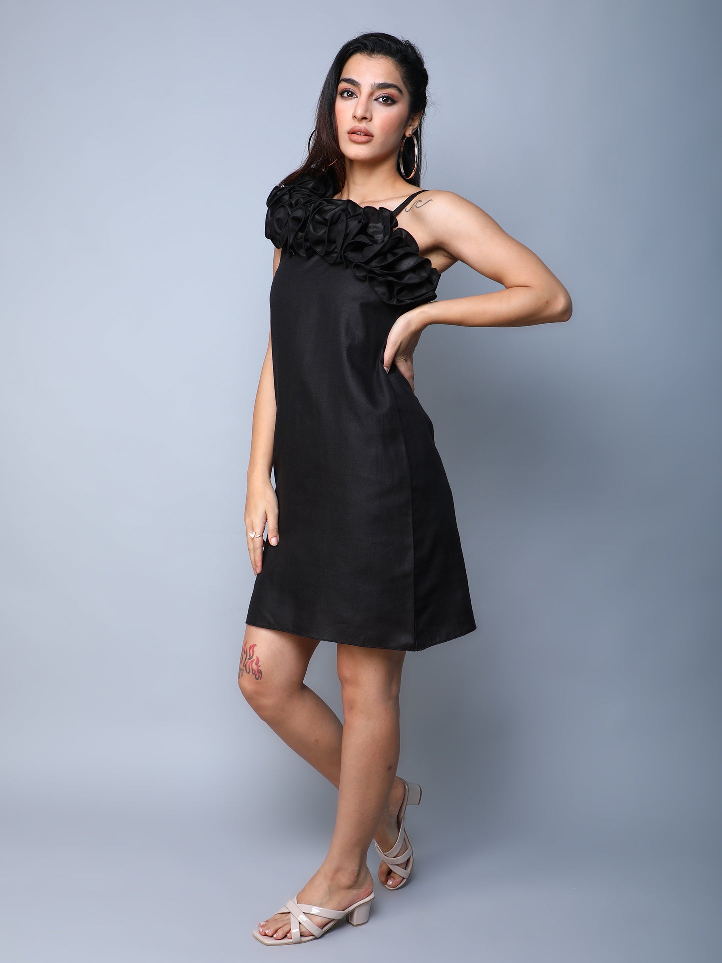 Ruffle Drama Dress -Black