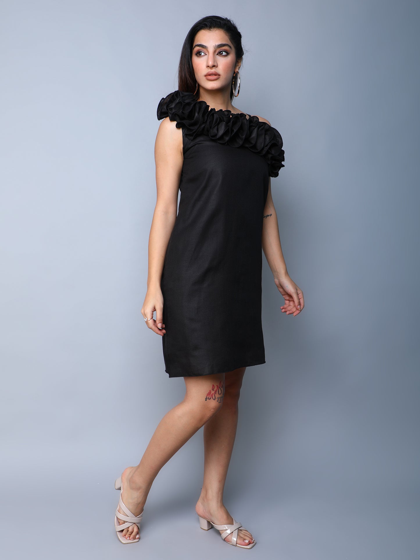 Ruffle Drama Dress -Black
