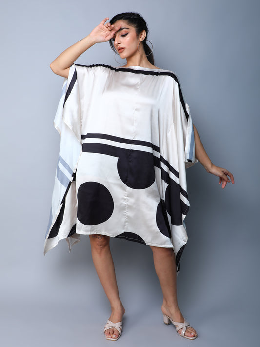 Satin Finish Polkadot Kaftan Dress