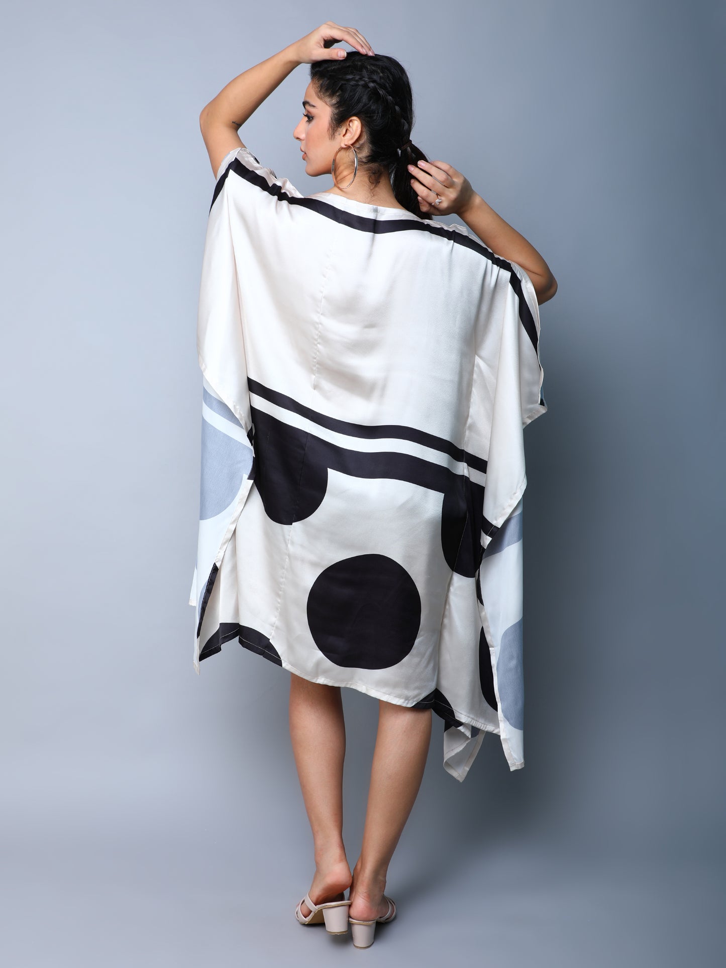 Satin Finish Polkadot Kaftan Dress