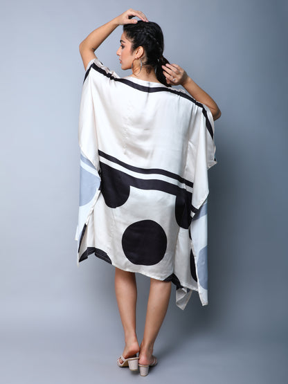 Satin Finish Polkadot Kaftan Dress