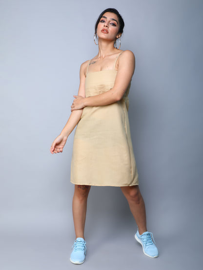Spaghetti Strap Dress-Beige