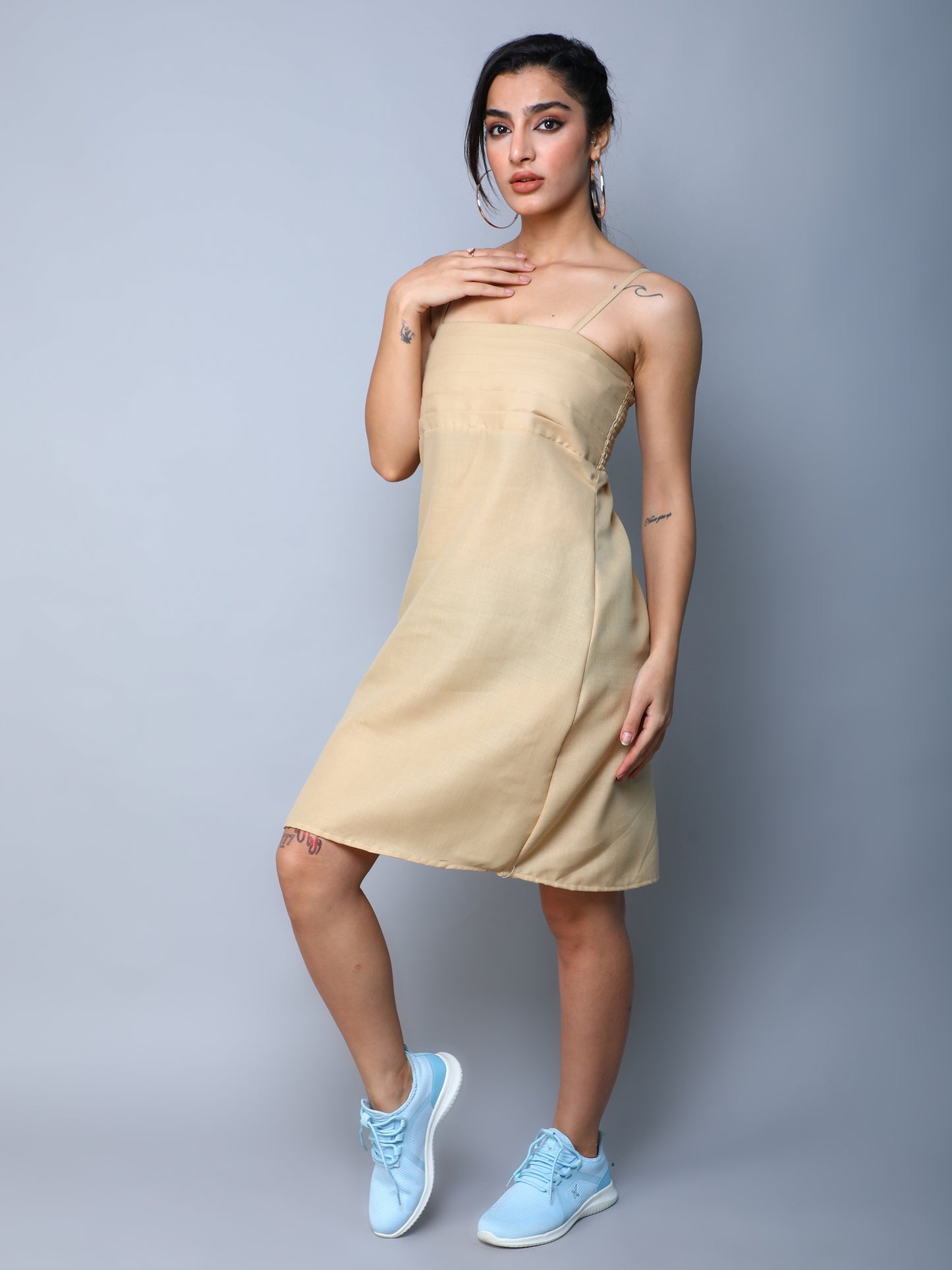Spaghetti Strap Dress-Beige