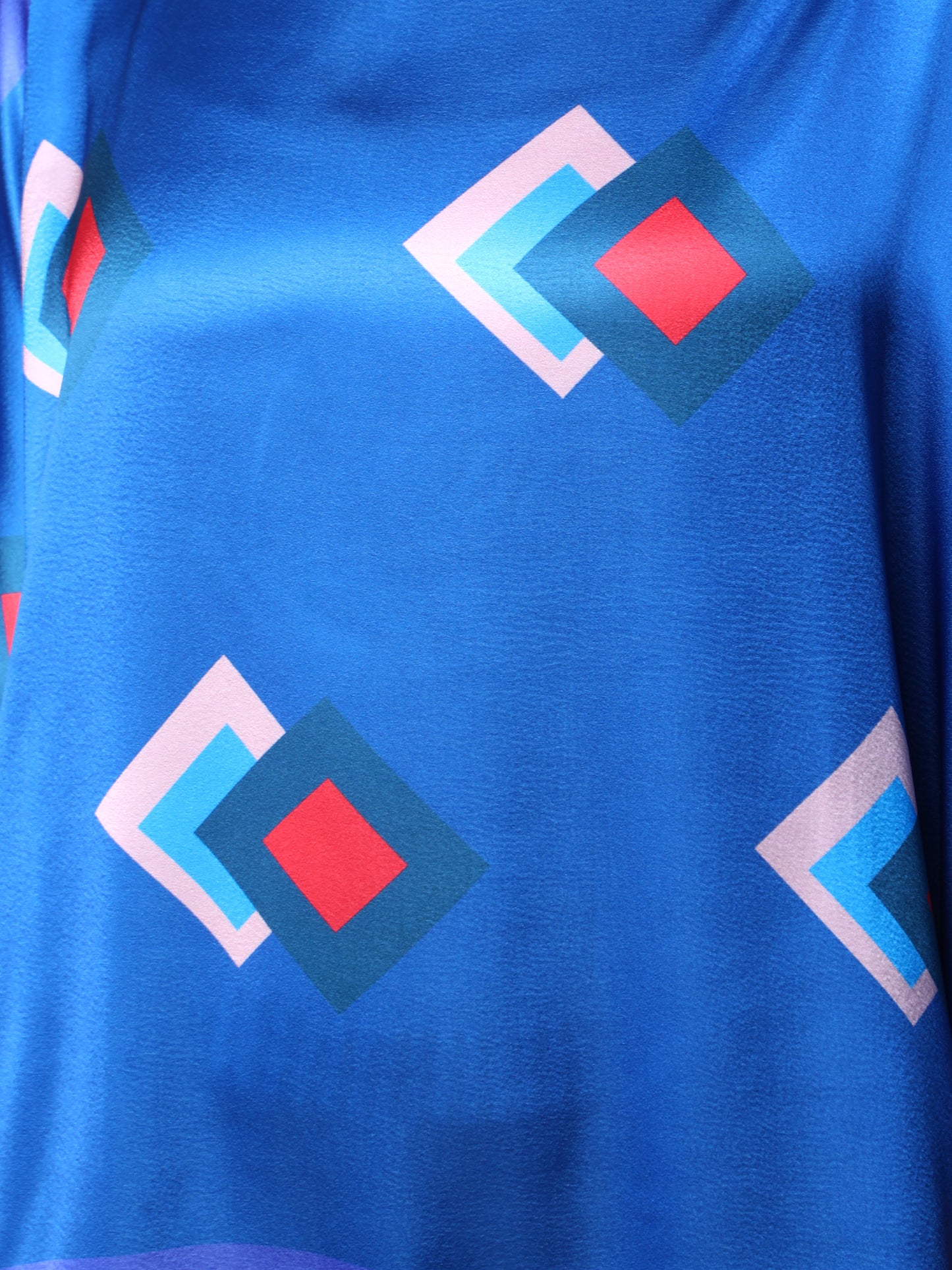 Satin Gometric Print Colorblock Kaftan