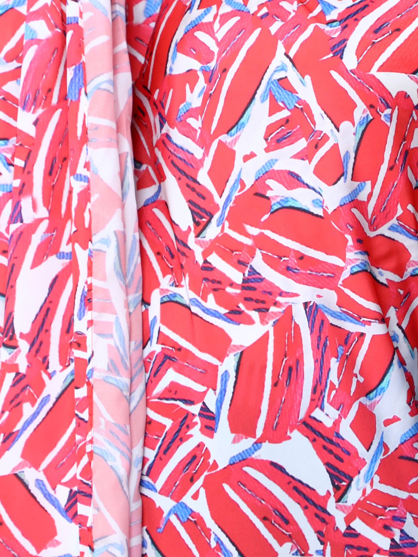 One-Shoulder Abstract Print Maxi Dress-Red