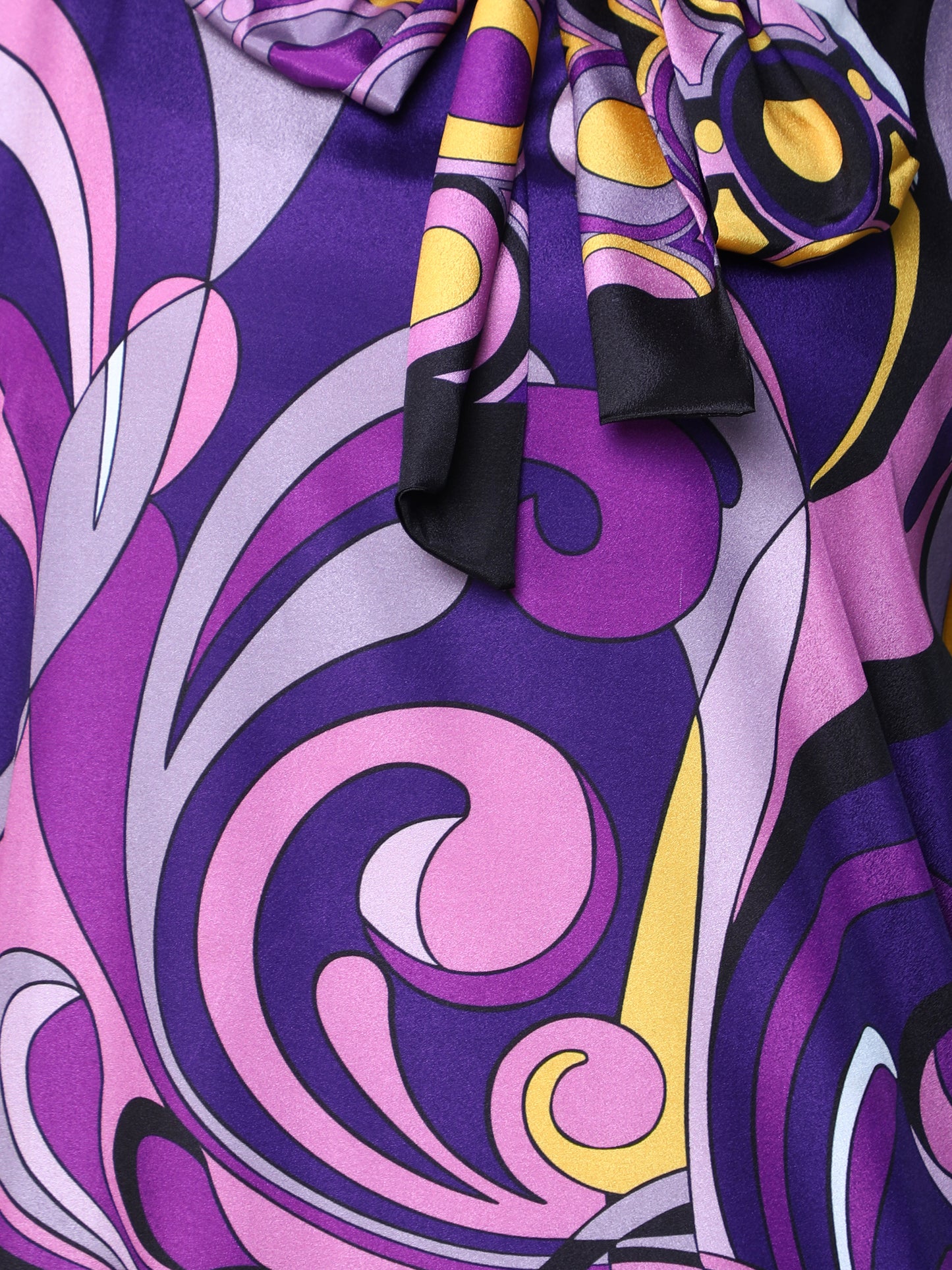 Elegant Abstract Print Satin Kaftan Dress – Purple Fusion