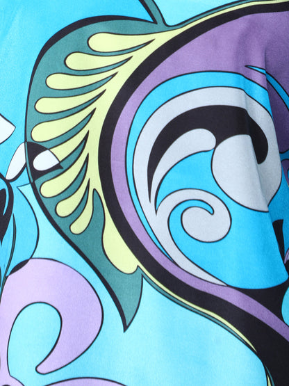 Printed Cape Style Co-Ord Set (Top & Wide-Leg Pants) – Blue & Black