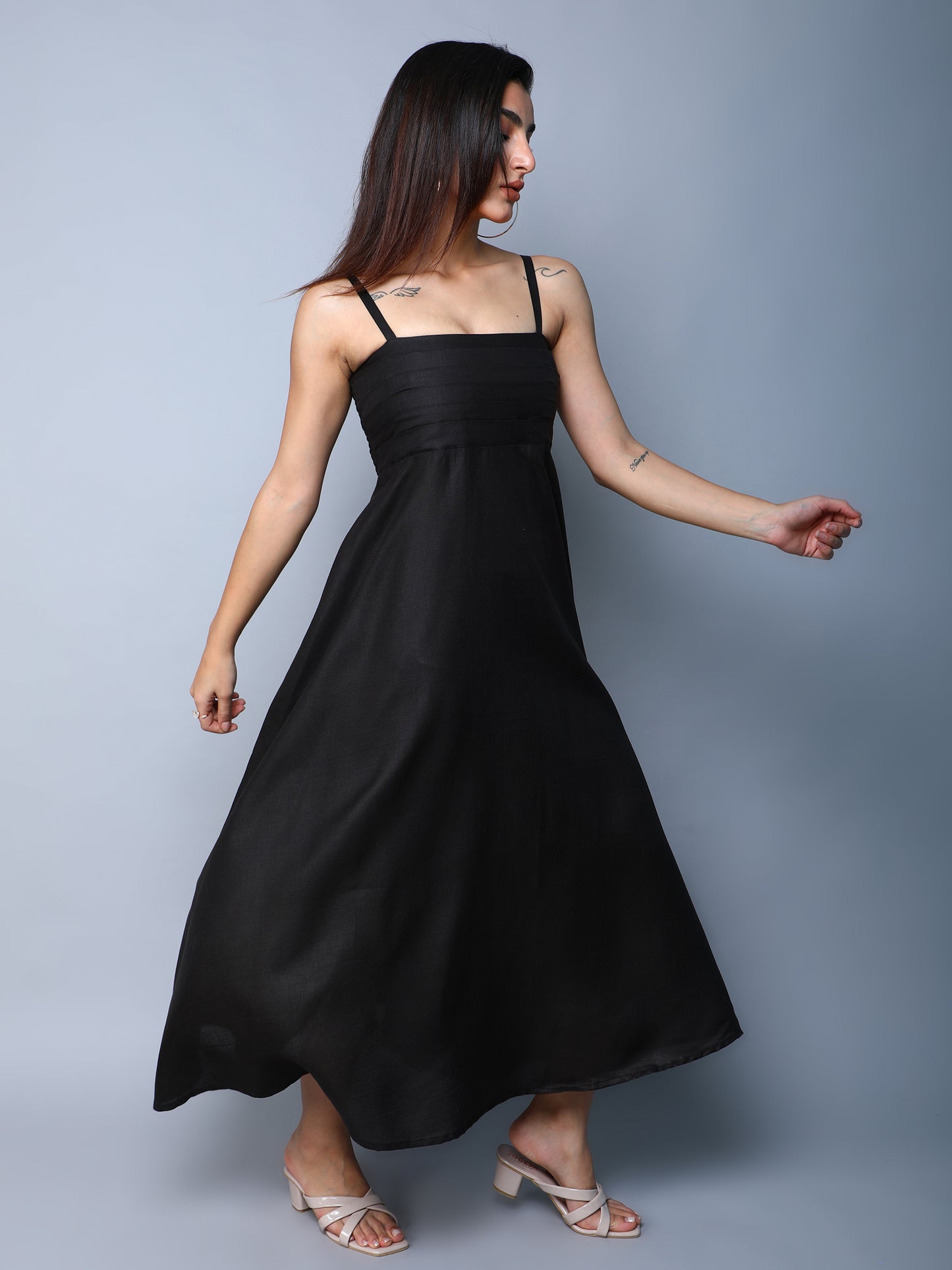 Twirl & Toast Spagetti Dress-Black