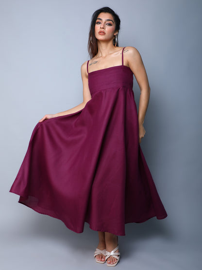 Twirl & Toast Spagetti Dress-Burgundy