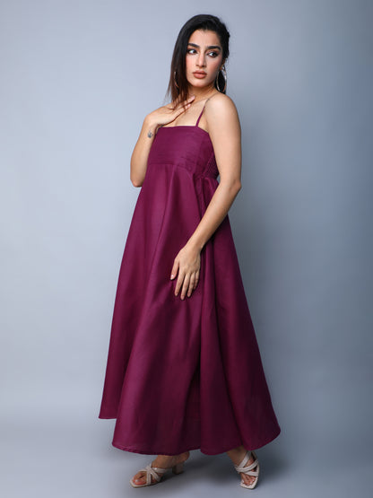 Twirl & Toast Spagetti Dress-Burgundy