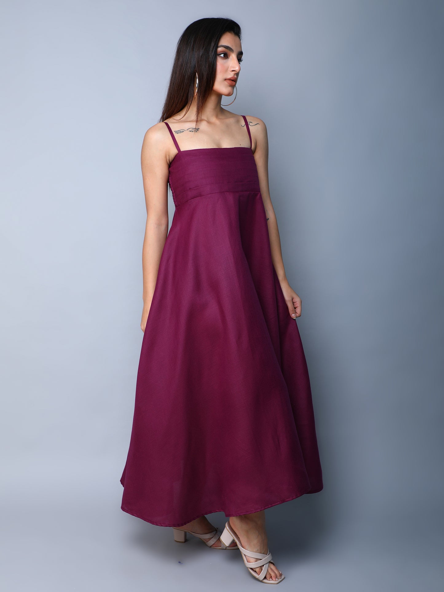 Twirl & Toast Spagetti Dress-Burgundy