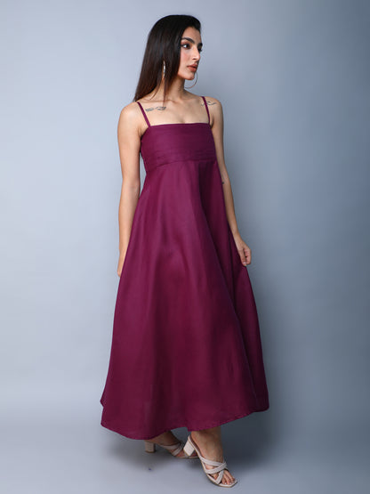 Twirl & Toast Spagetti Dress-Burgundy