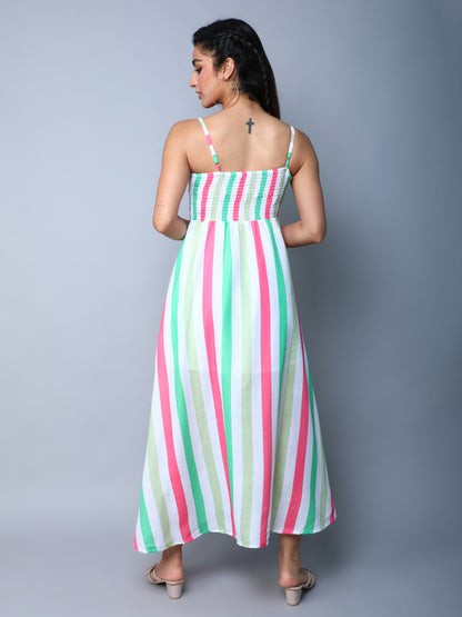 Twirl & Toast Dress- Coral Stripes