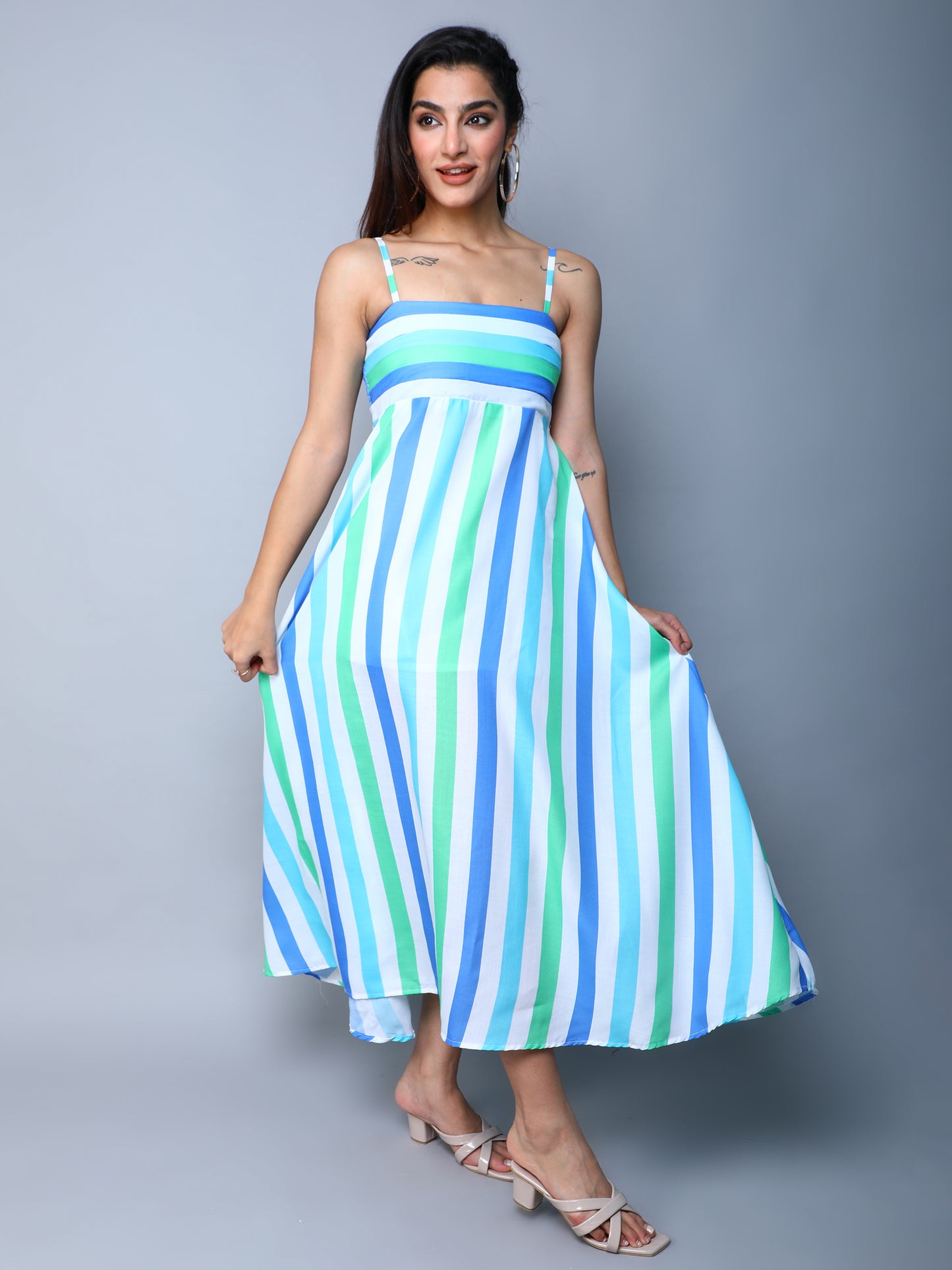 Twirl & Toast Dress- Blue Stripes