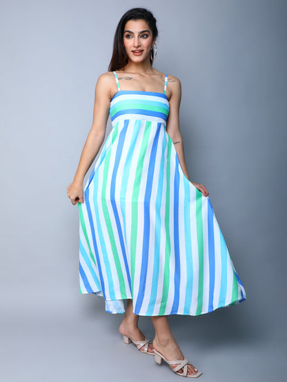 Twirl & Toast Dress- Blue Stripes