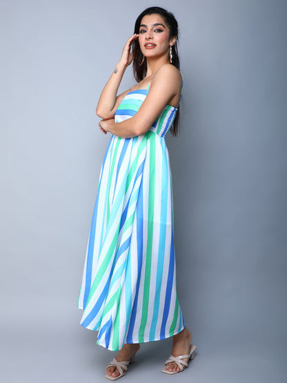 Twirl & Toast Dress- Blue Stripes