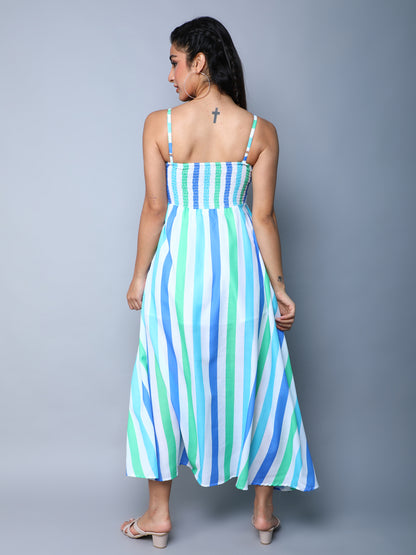 Twirl & Toast Dress- Blue Stripes