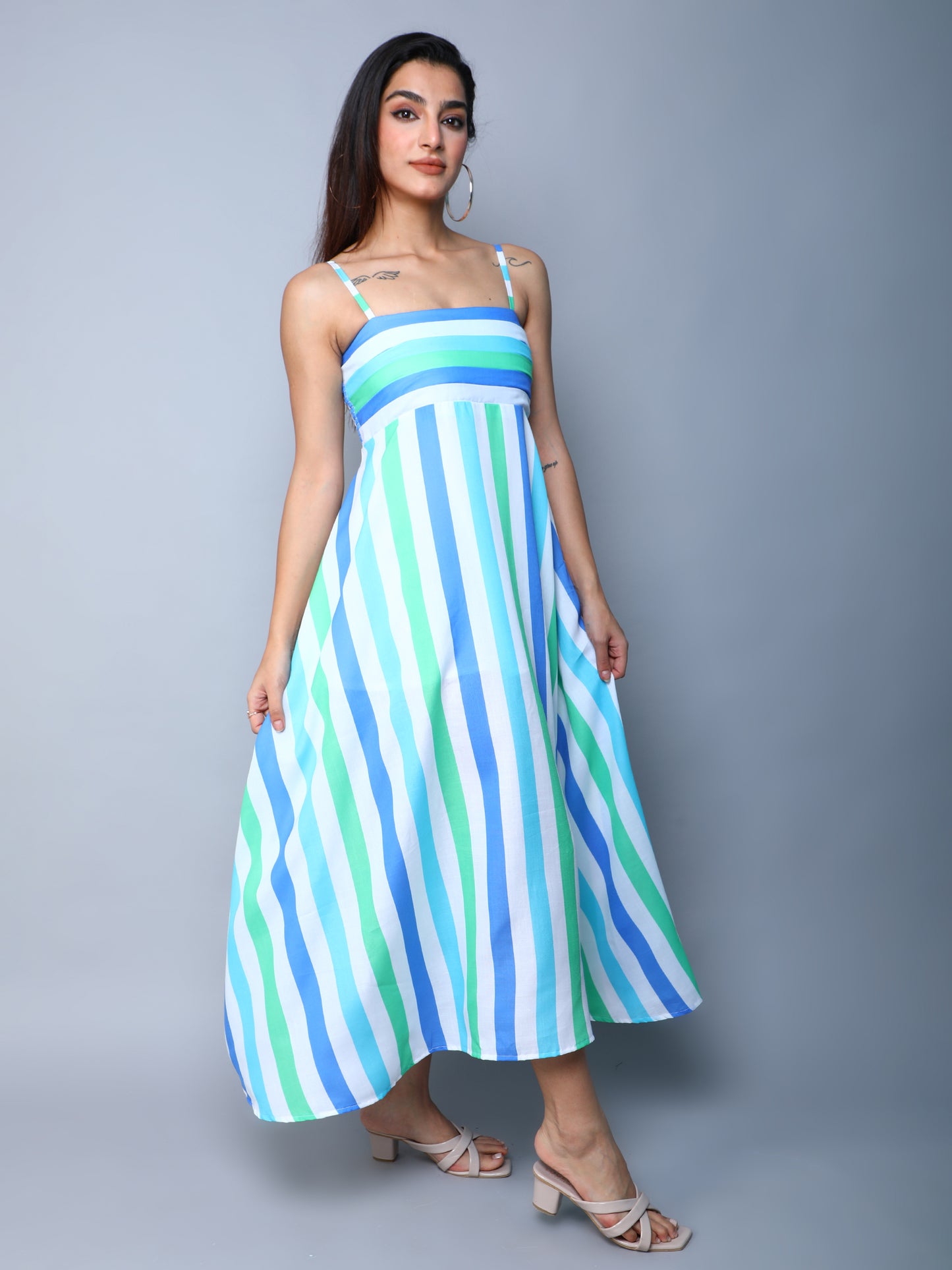 Twirl & Toast Dress- Blue Stripes