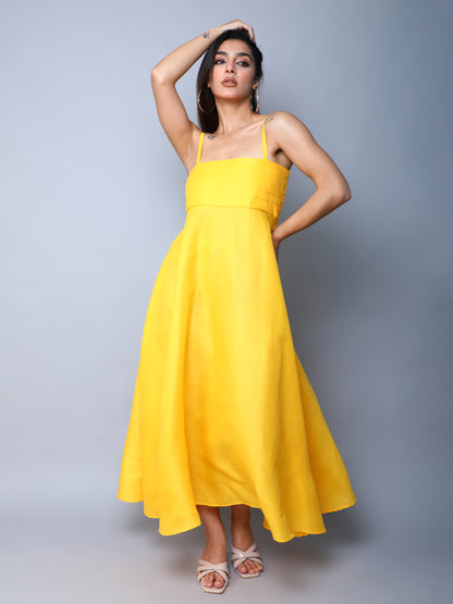Twirl & Toast Spagetti Dress-Yellow