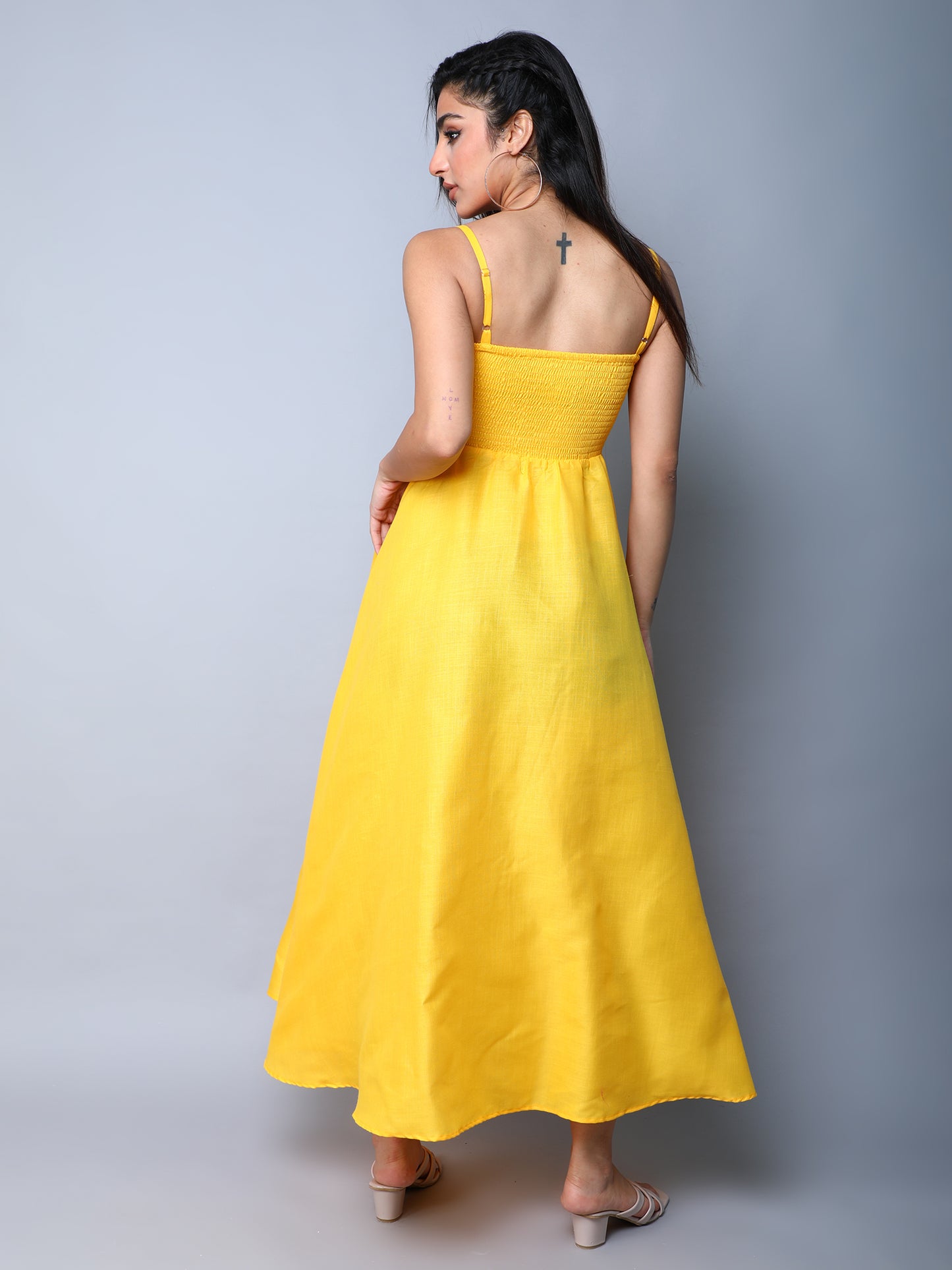 Twirl & Toast Spagetti Dress-Yellow