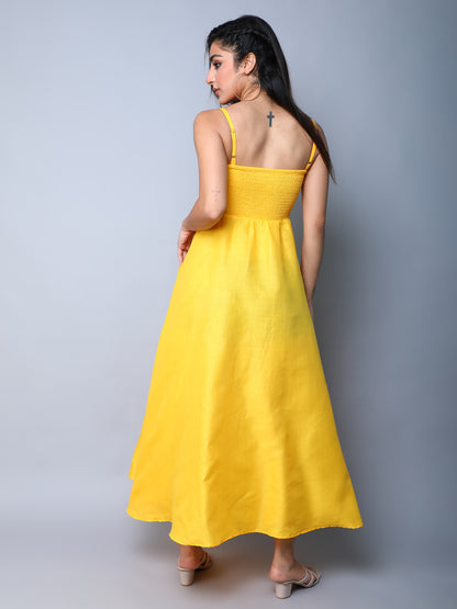 Twirl & Toast Spagetti Dress-Yellow