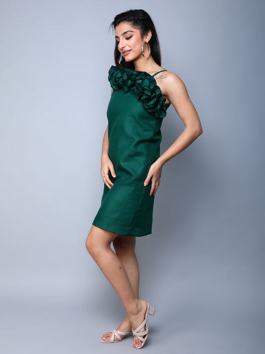 Ruffle Drama Dress -Green