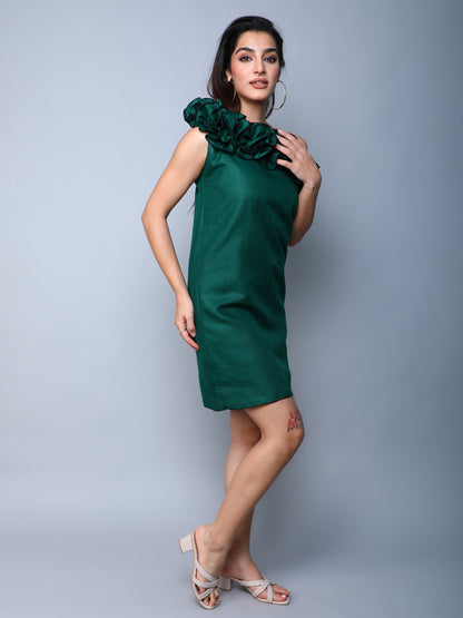 Ruffle Drama Dress -Green