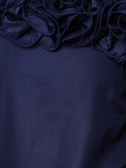 Ruffle Drama Dress -Navy Blue