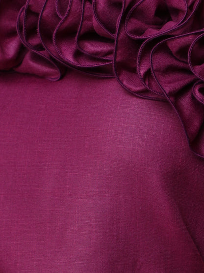 Ruffle Drama One Shoulder Dress -Burgundy