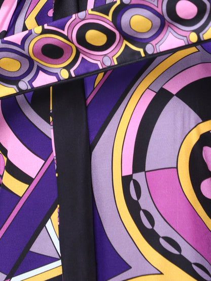 Printed Cape Style Co-Ord Set (Top & Wide-Leg Pants) – Purple & Black