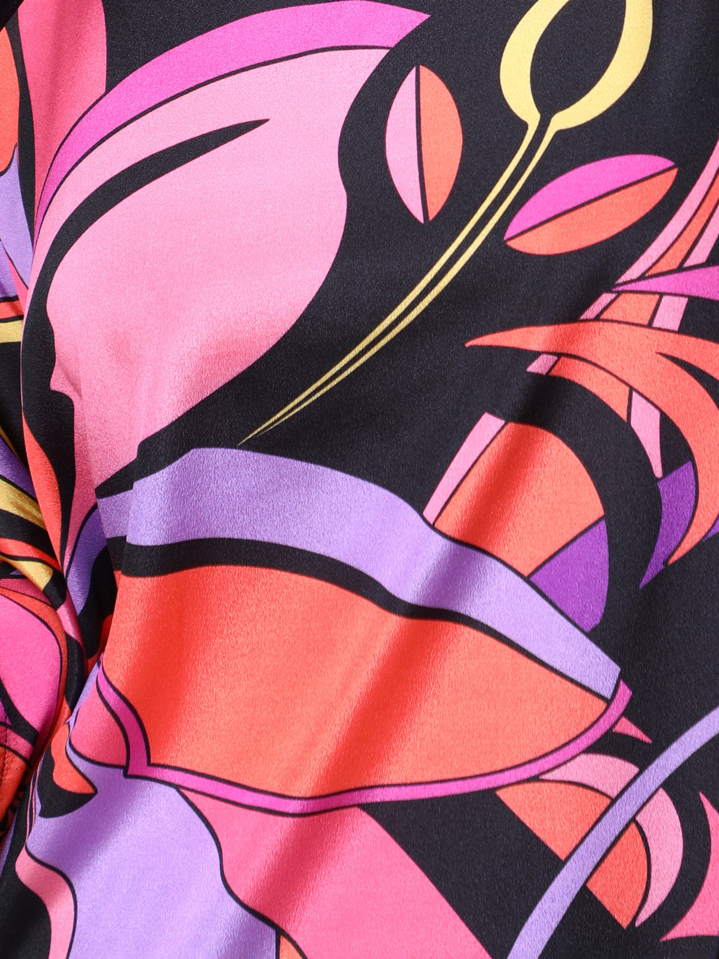 Elegant Abstract Print Satin Kaftan Dress – Pink