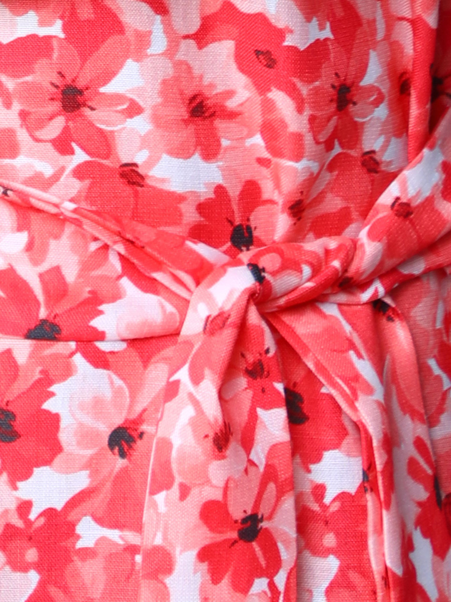 Double-Layered Pleated Ruffle Sleeve Floral  Dress-Orange